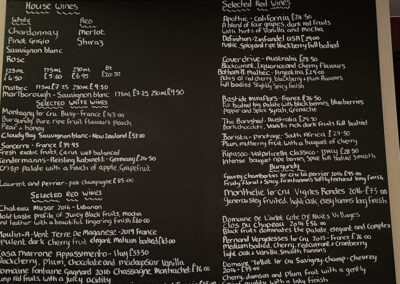 The menu at The Thyme and Plaice modern English Restaurant Coppull Chorley Bolton Lancashire